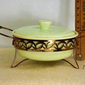 MCM Casserole Dish and Copper Stand Bauer MCM Bowl